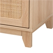 Pemberly Row Light Brown Wood and Natural Rattan 1-Drawer End Table