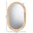 Pemberly Row Natural Brown Mahognay Wood and Natural Rattan Oval Mirror