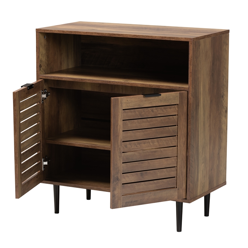 Pemberly Row Brown Finished Wood and Black Metal 2-Door Sideboard