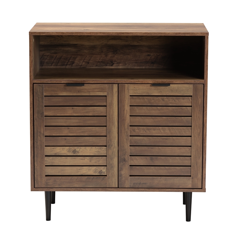 Pemberly Row Brown Finished Wood and Black Metal 2-Door Sideboard