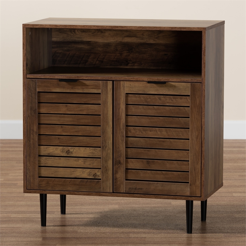 Pemberly Row Brown Finished Wood and Black Metal 2-Door Sideboard