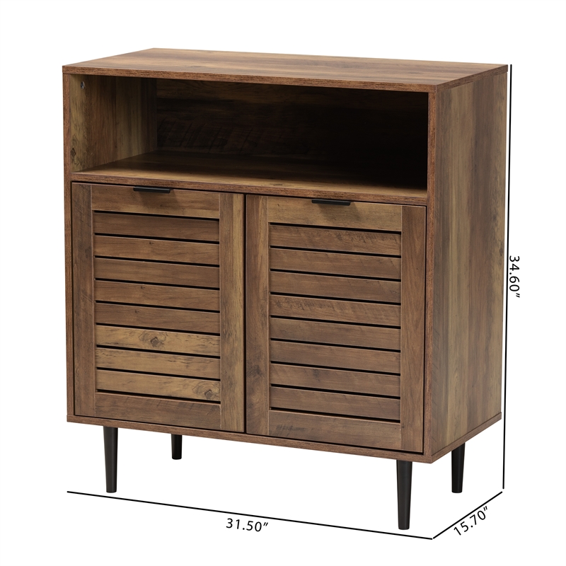 Pemberly Row Brown Finished Wood and Black Metal 2-Door Sideboard