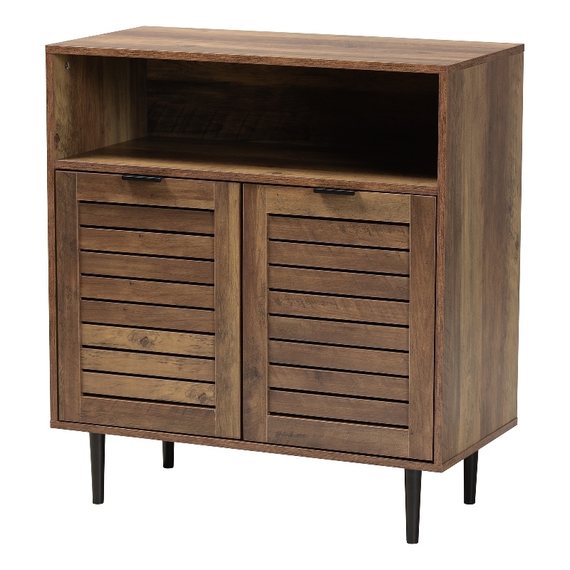 Pemberly Row Brown Finished Wood and Black Metal 2-Door Sideboard