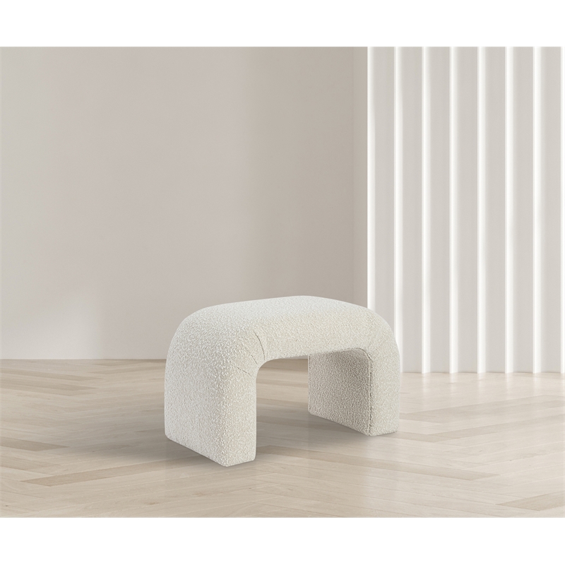 Pemberly Row Modern / Contemporary Cream Boucle Fabric Bench