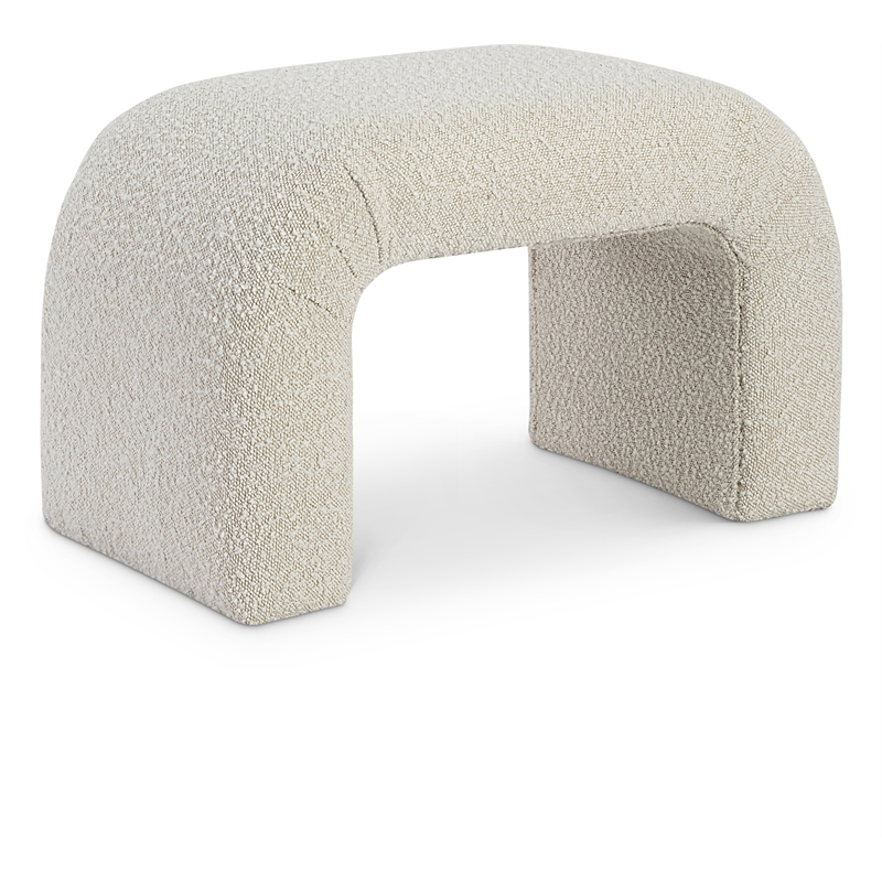 Pemberly Row Modern / Contemporary Cream Boucle Fabric Bench