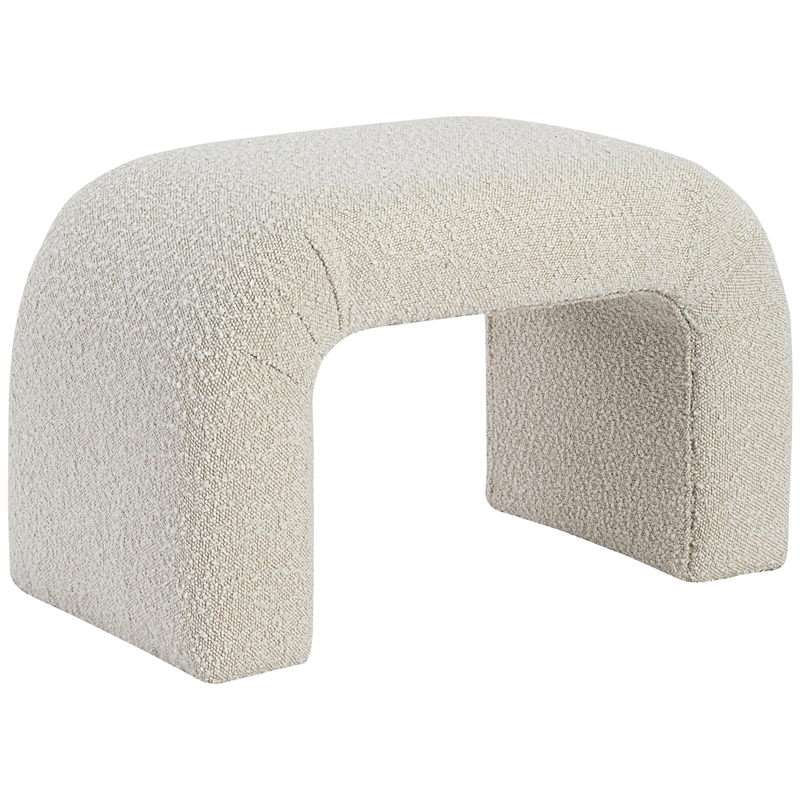 Pemberly Row Modern / Contemporary Cream Boucle Fabric Bench
