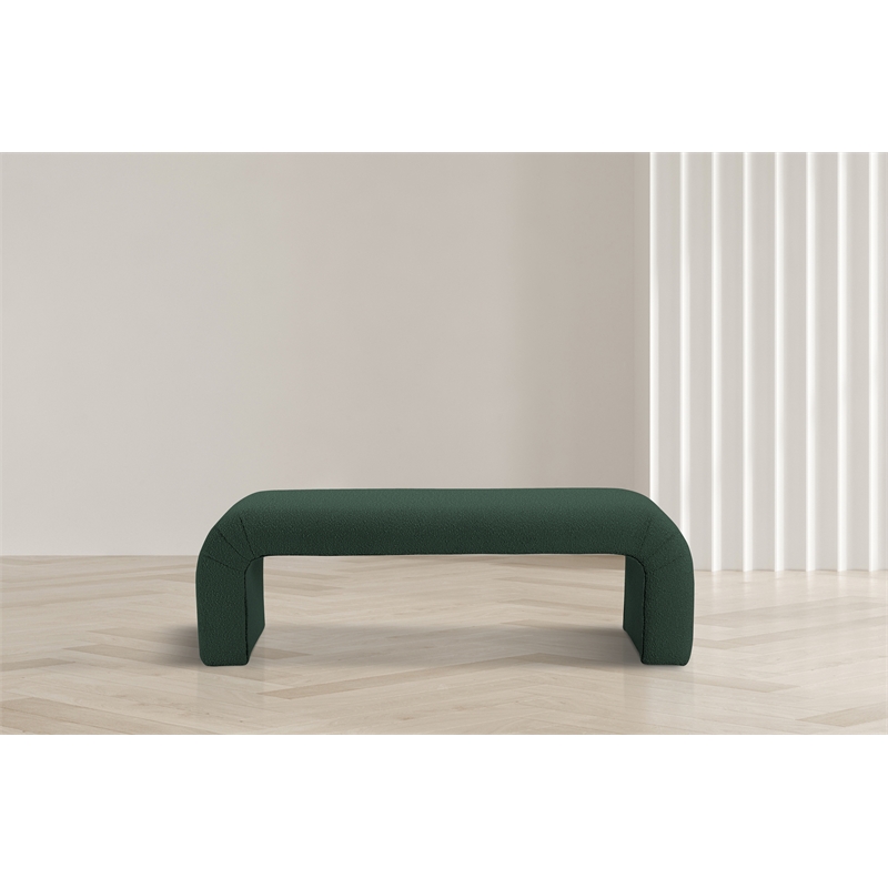 Pemberly Row Modern / Contemporary Green Boucle Fabric Bench