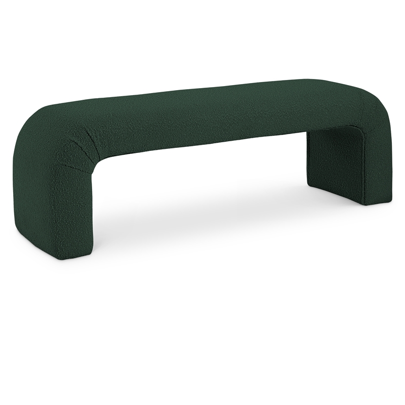 Pemberly Row Modern / Contemporary Green Boucle Fabric Bench