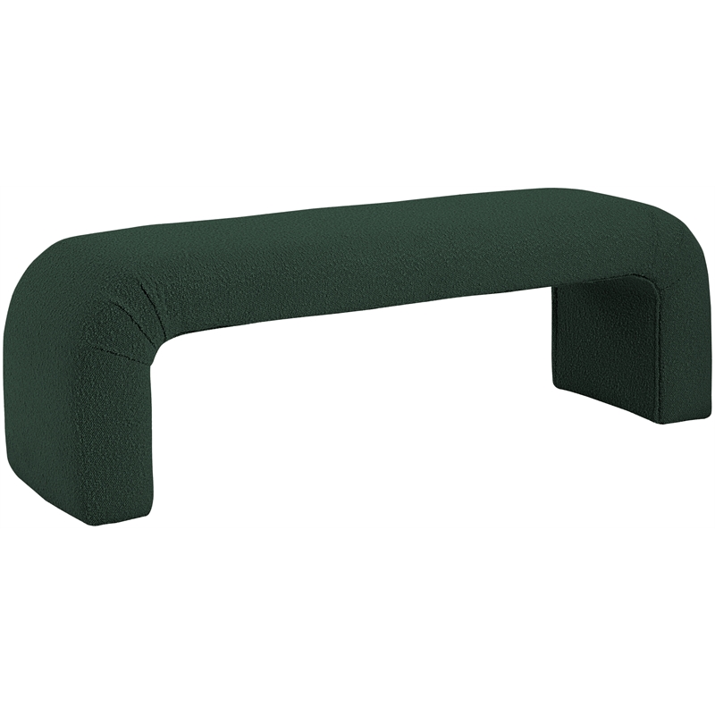 Pemberly Row Modern / Contemporary Green Boucle Fabric Bench