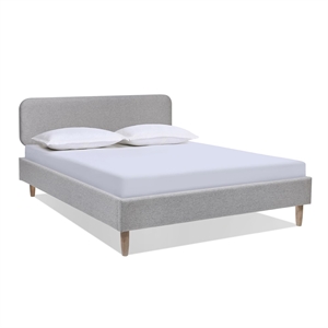 Pemberly Row Upholstered Platform Bed Queen Light Gray Polyester