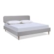 Pemberly Row Upholstered Platform Bed King Light Gray Polyester