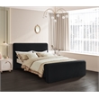 Pemberly Row Contemporary Transitional Black Velvet Queen Bed