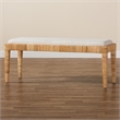 Pemberly Row Modern Natural Brown Rattan and Mahogany Wood Bench