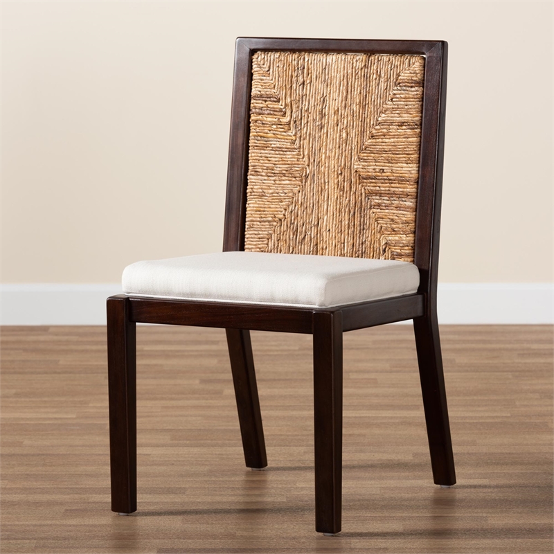 Pemberly Row Modern Dark Brown Mahogany Wood and Dining Side Chair