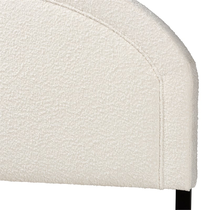 Pemberly Row Modern Cream Boucle Fabric Queen Size Headboard