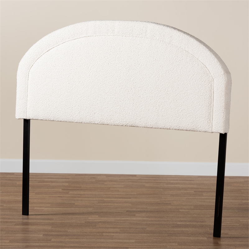 Pemberly Row Modern Cream Boucle Fabric Queen Size Headboard