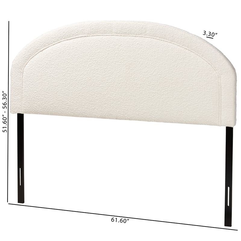 Pemberly Row Modern Cream Boucle Fabric Queen Size Headboard