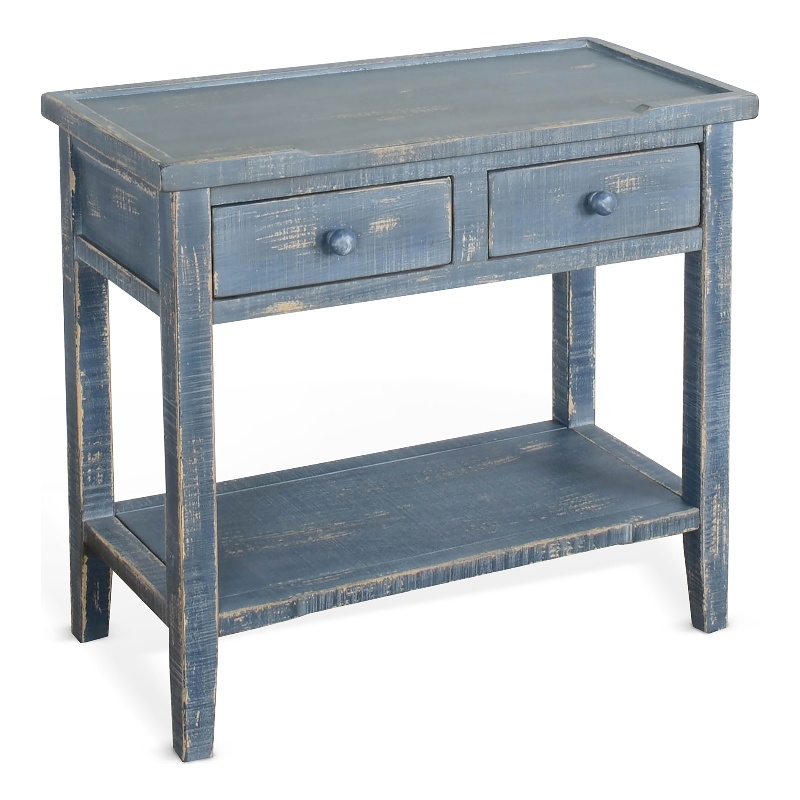Pemberly Row Modern / Contemporary Ocean Blue Wood Side Table