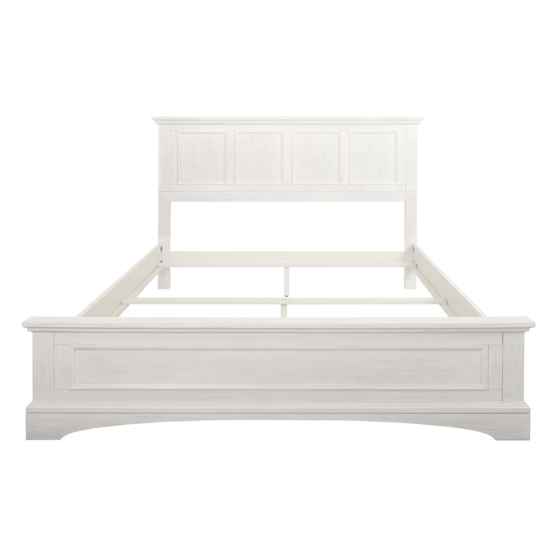 Pemberly Row Basics Queen Bed Set 3/CTN in Rustic White Finish Engineered Wood