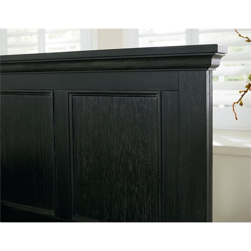 Pemberly Row Farmhouse Basics Queen Bed Headboard in Wood Rustic Black