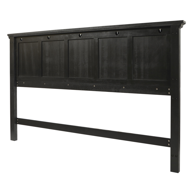 Pemberly Row Farmhouse Basics King Bed Headboard in Wood Rustic Black