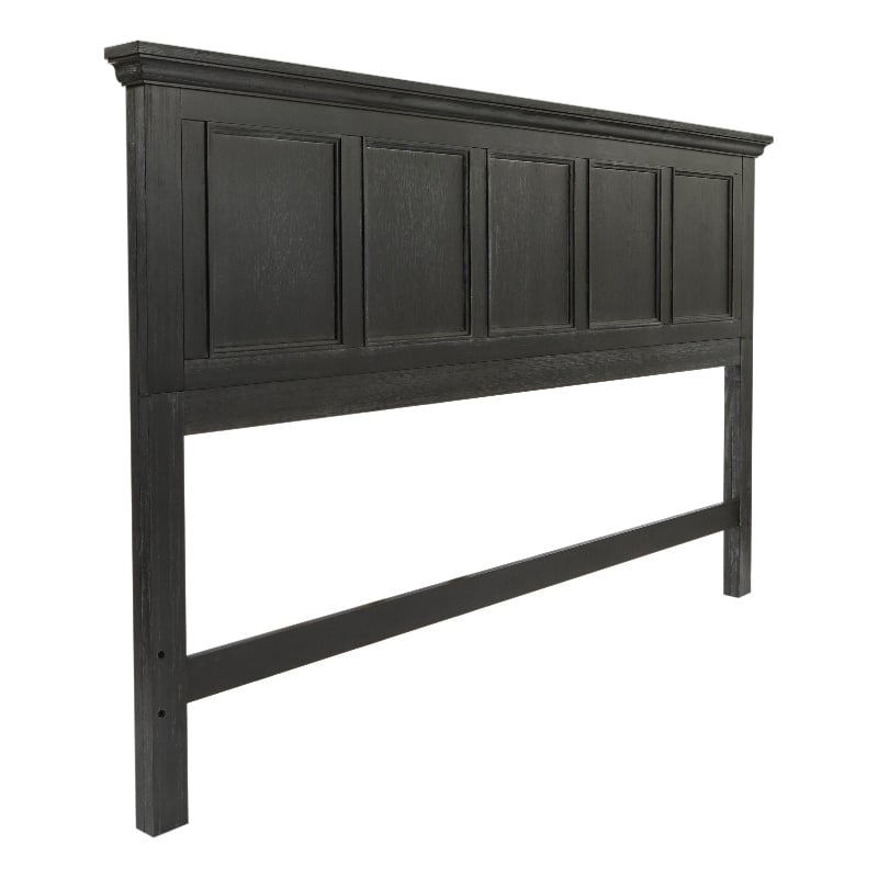 Pemberly Row Farmhouse Basics King Bed Headboard in Wood Rustic Black