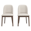 Pemberly Row Mid-Century Linen Fabric Dining Chairs in Beige (Set of 2)