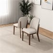 Pemberly Row Mid-Century Linen Fabric Dining Chairs in Beige (Set of 2)
