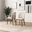 Pemberly Row Mid-Century Linen Fabric Dining Chairs in Beige (Set of 2)