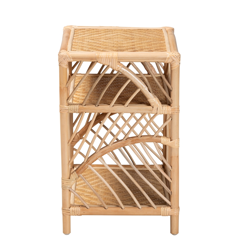 Pemberly Row Modern Bohemian Natural Brown Rattan Nightstand