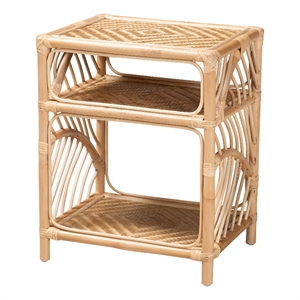 Pemberly Row Modern Bohemian Natural Brown Rattan Nightstand