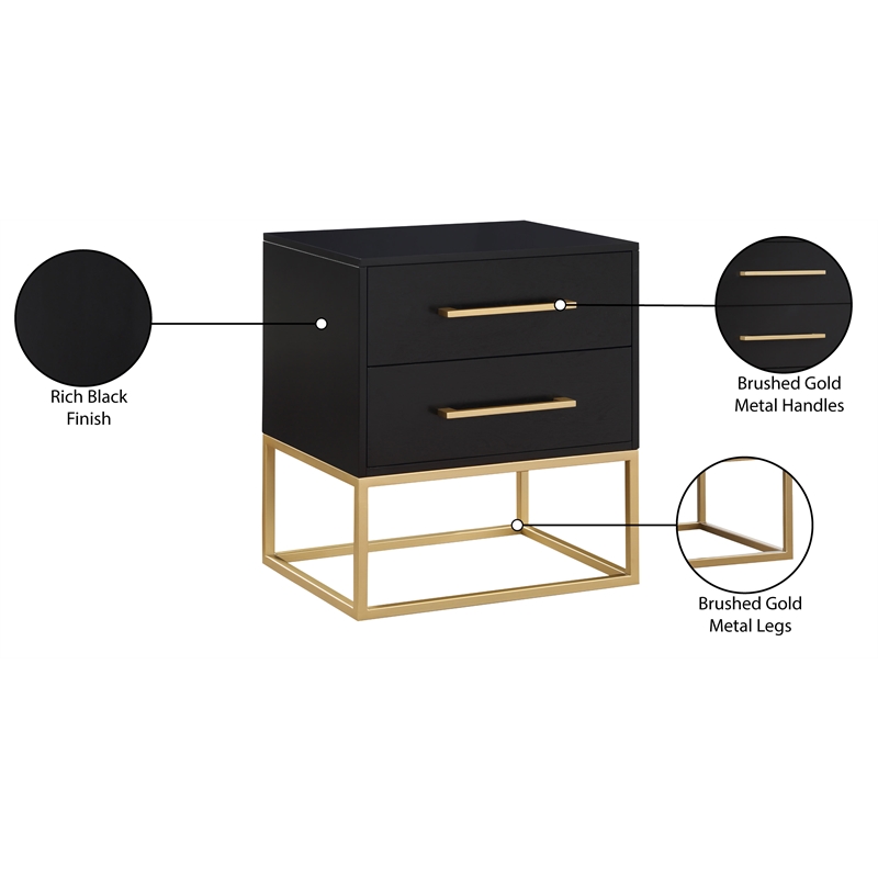 Pemberly Row Contemporary Transitional Black Finish Night Stand