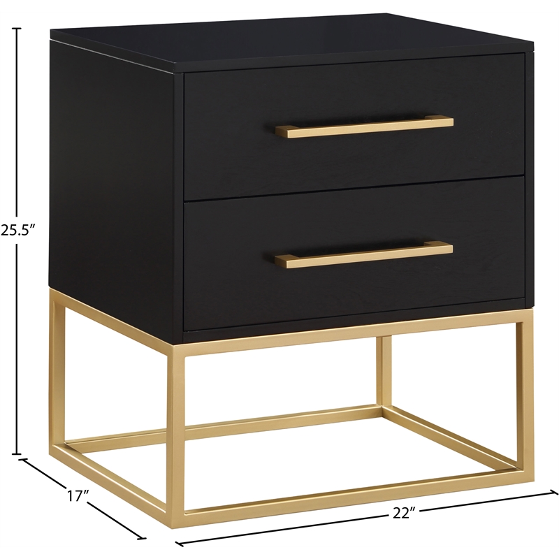Pemberly Row Contemporary Transitional Black Finish Night Stand
