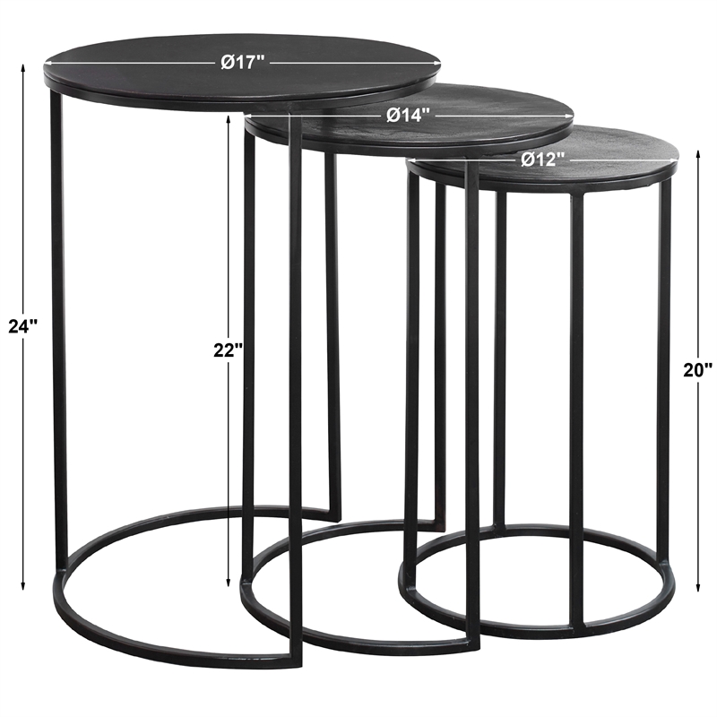 Pemberly Row Contemporary Aluminum Nesting Tables in Espresso (Set of 3)
