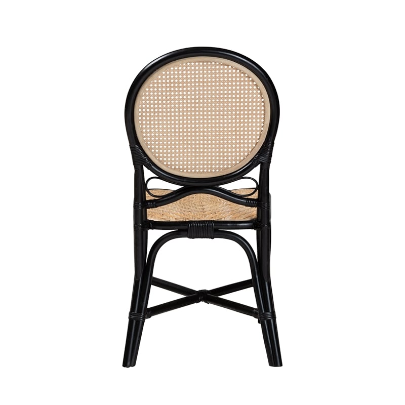 Pemberly Row Modern Two-Tone Black and Brown Rattan Dining Chair