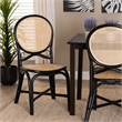 Pemberly Row Modern Two-Tone Black and Brown Rattan Dining Chair