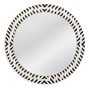 Pemberly Row Contemporary Wall Mirror in Black Resin and Bone