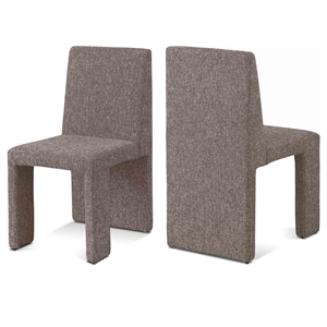 Pemberly Row Brown Linen Textured Fabric Dining Chair (Set of 2)