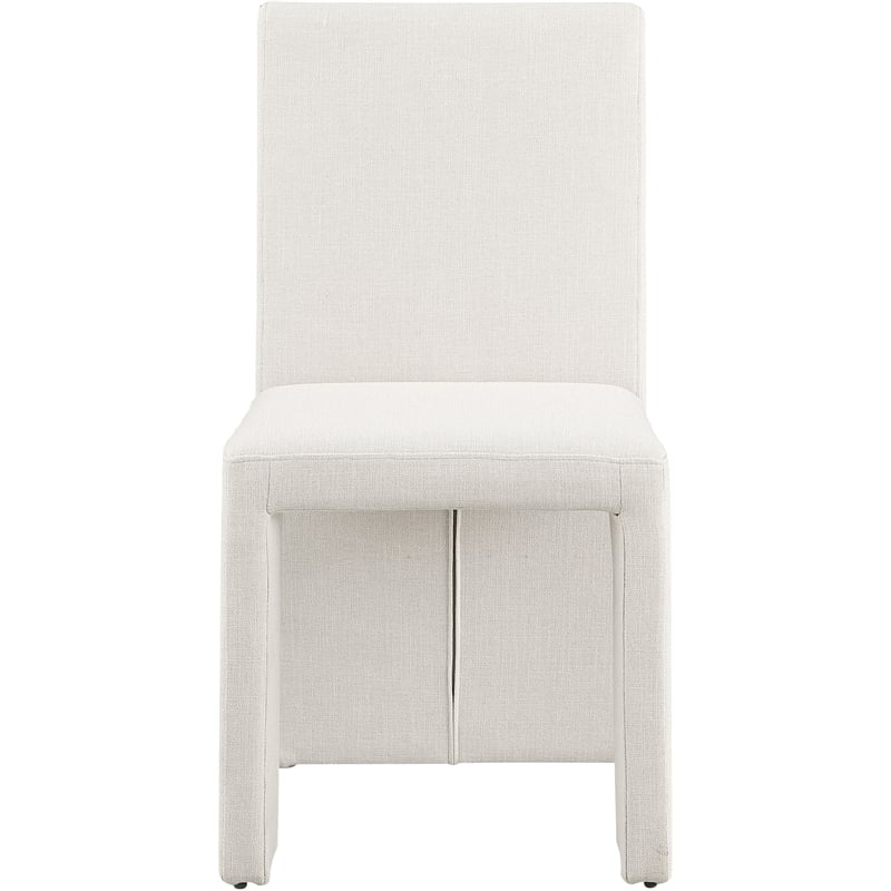 Pemberly Row Cream Linen Textured Fabric Dining Chair (Set of 2)