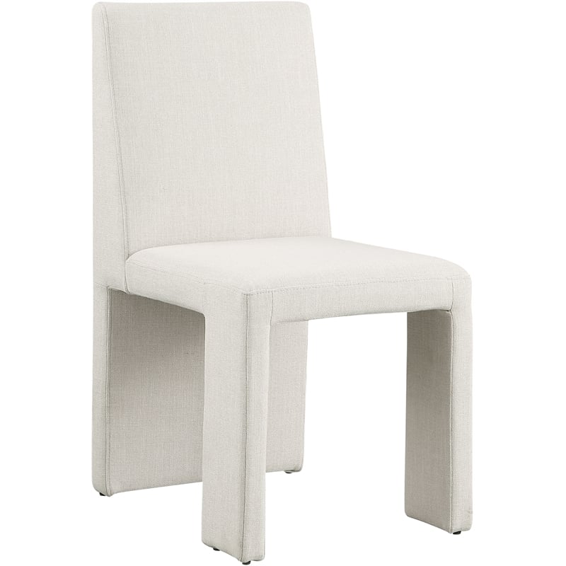 Pemberly Row Cream Linen Textured Fabric Dining Chair (Set of 2)