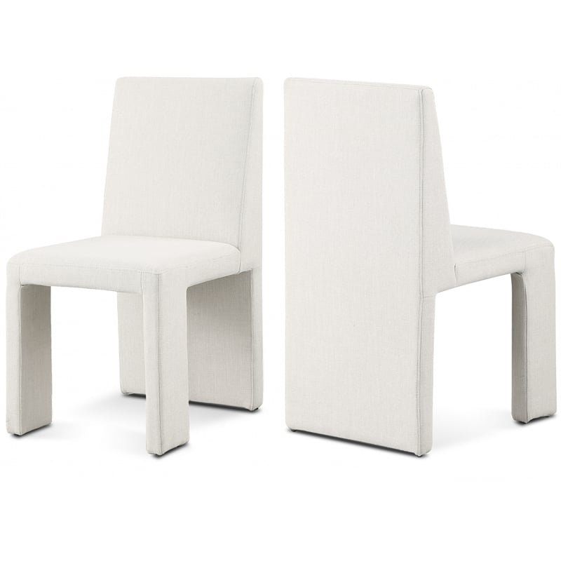 Pemberly Row Cream Linen Textured Fabric Dining Chair (Set of 2)