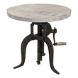 Pemberly Row Adjustable Crank Accent Table in Driftwood/Aged Iron