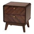 Pemberly Row Modern Walnut Brown Finished Wood 2-Drawer Nightstand