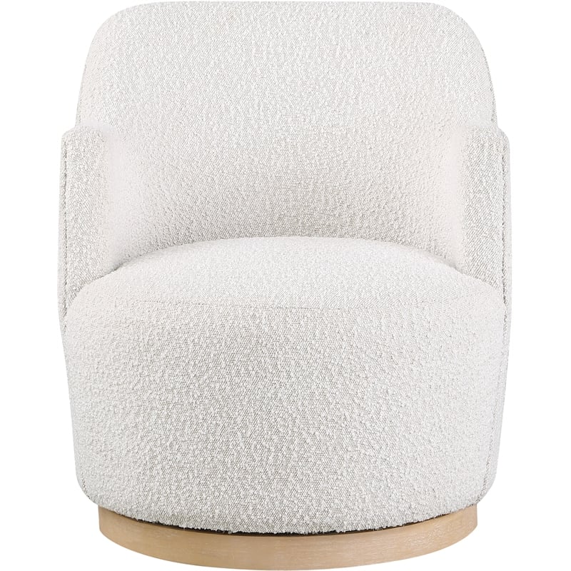 Pemberly Row Contemporary Cream Boucle Fabric Swivel Accent Chair