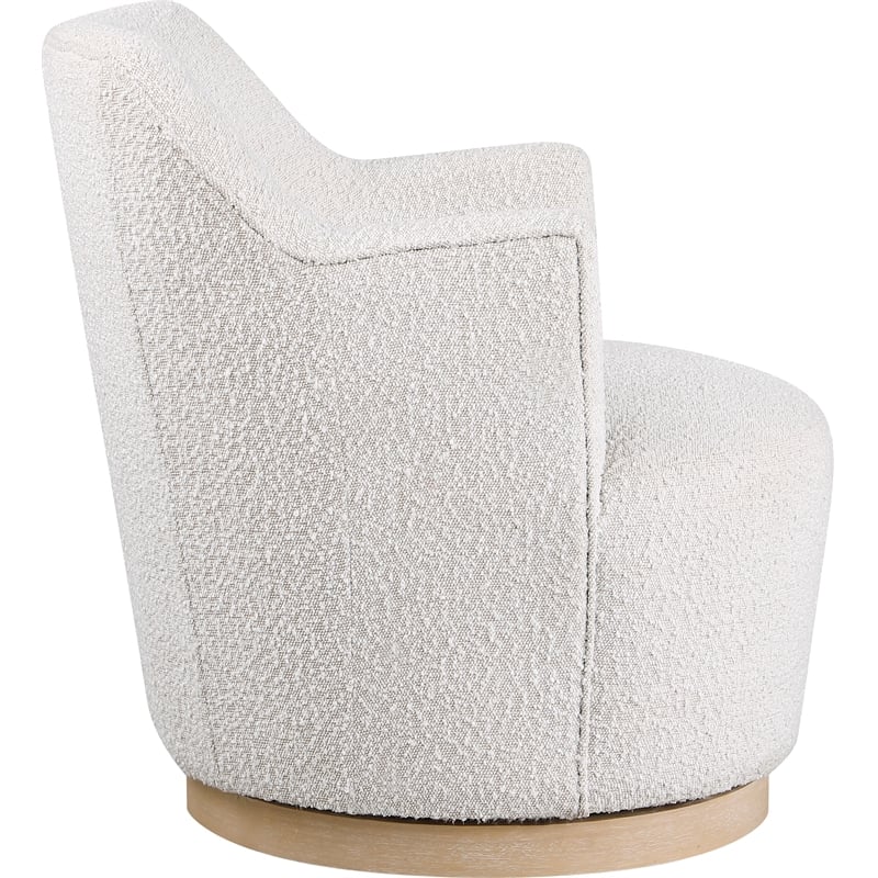 Pemberly Row Contemporary Cream Boucle Fabric Swivel Accent Chair