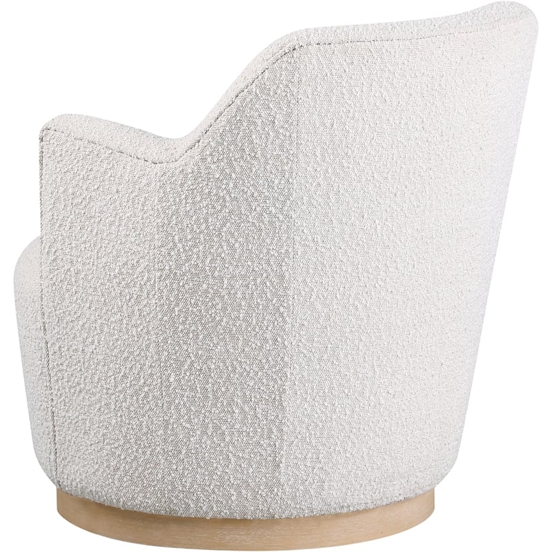 Pemberly Row Contemporary Cream Boucle Fabric Swivel Accent Chair