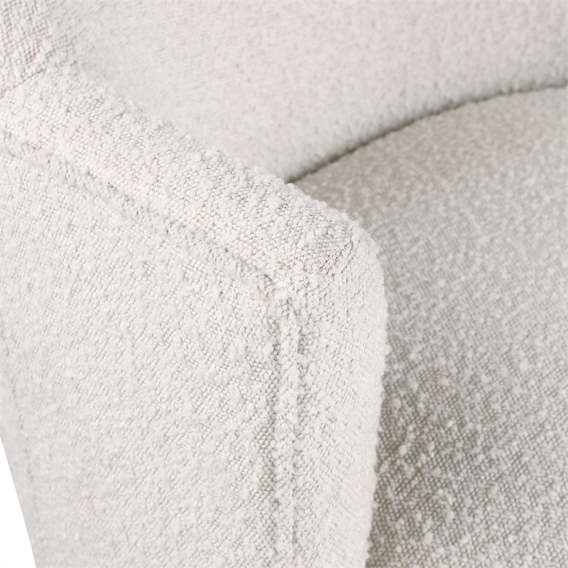 Pemberly Row Contemporary Cream Boucle Fabric Swivel Accent Chair