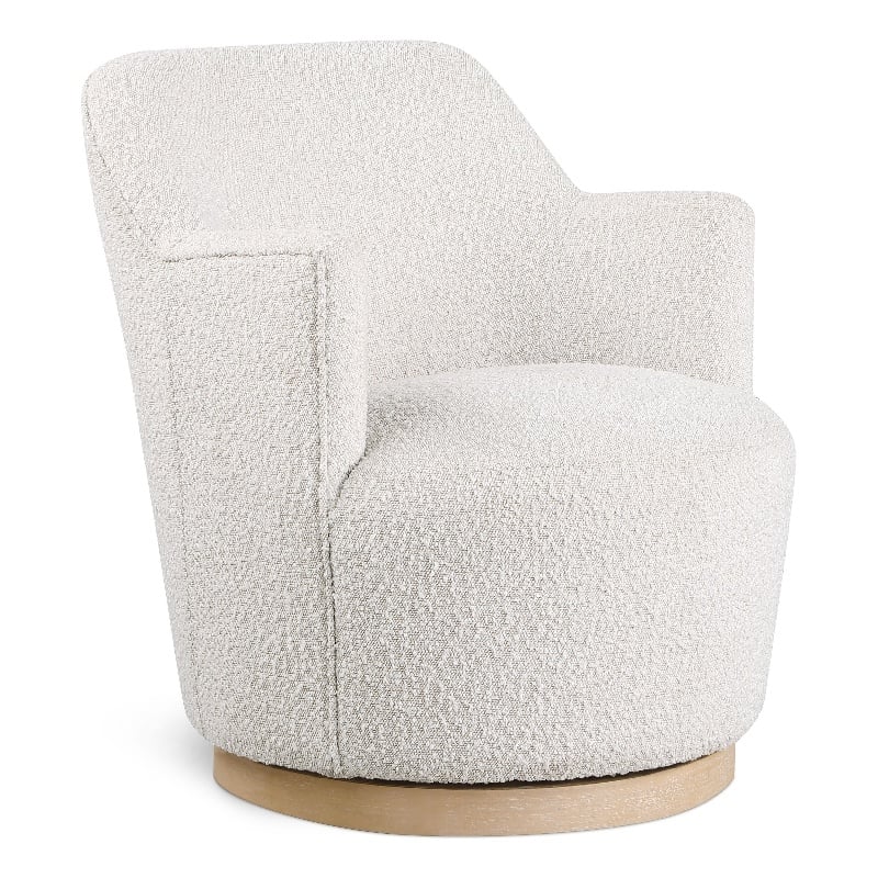 Pemberly Row Contemporary Cream Boucle Fabric Swivel Accent Chair
