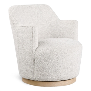 Pemberly Row Contemporary Cream Boucle Fabric Swivel Accent Chair
