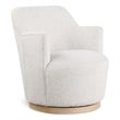 Pemberly Row Contemporary Cream Boucle Fabric Swivel Accent Chair